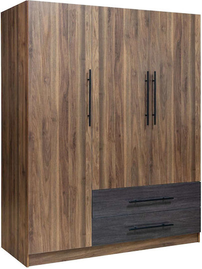 Τρίφυλλη Ντουλάπα Καρυδι 150x55.5x160cm