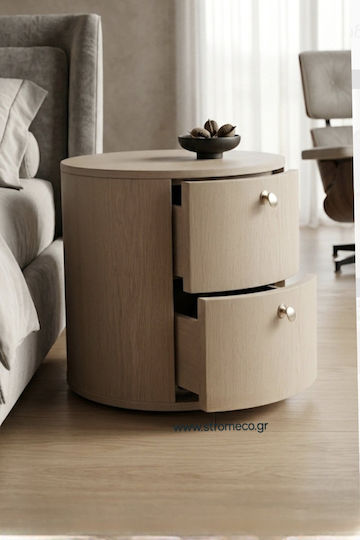 Bedside Table Oval Oak Wood 50x50 Height Bedside Table Oval Oak Wood 50x50 Height