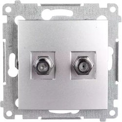 Kontakt-simon Antenna Socket Simon 54 Type F Double Matt Silver Dasf2.01/43