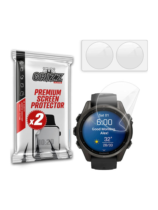 Set 2 Grizzglass Ceramicfilm Protective Films Compatible Garmin Fenix 8 43mm Transparent