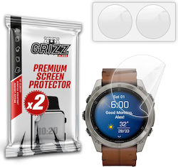 Set 2 Grizzglass Ceramicfilm Protective Films Compatible Garmin Fenix 8 51mm Transparent