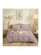 Cokitex Marta Pansy Bettlaken Set für Einzelbett mit Gummibettlaken 105x200+30cm Pansy Apple 3 Stück