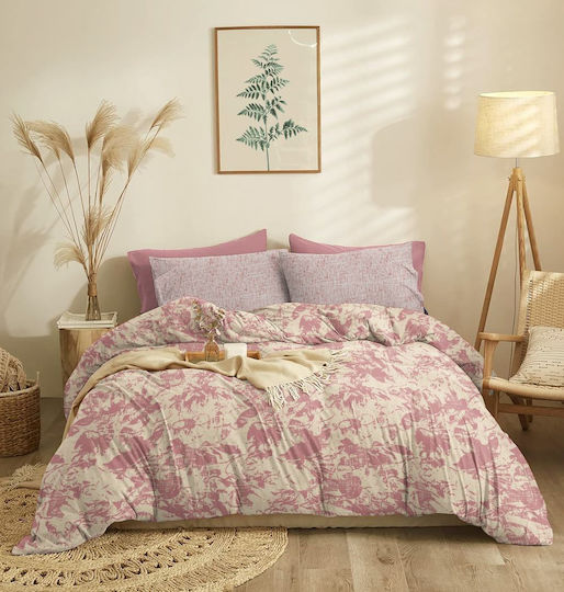 Cokitex Marta Nala Set Bed Sheets Double with Rubber Hugger 150x200+30cm Mulberry 4 Pieces