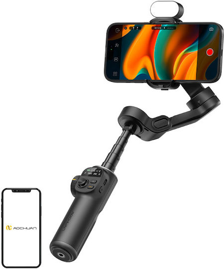 Aochuan X2 RGB Gimbal Mobile Phone with 3-Axis Stabilization and 2 Hours Battery Life Black