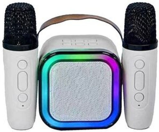 HOMie Karaoke Speaker with Wireless Microphones and Lighting Effects 88-481 Beige