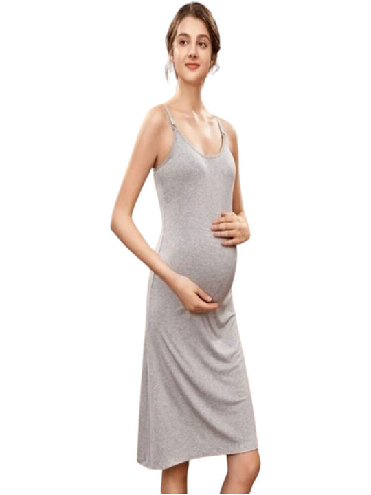 Queen Mother Maternity & Breastfeeding Nightgown Light Gray