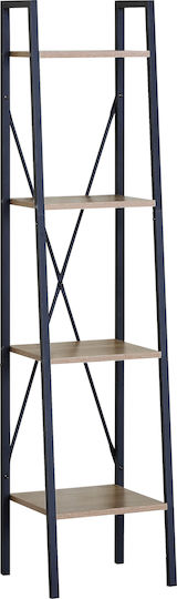 Βιβλιοθήκη Kavren Δρυς/μαύρο 34x32.5x148εκ.