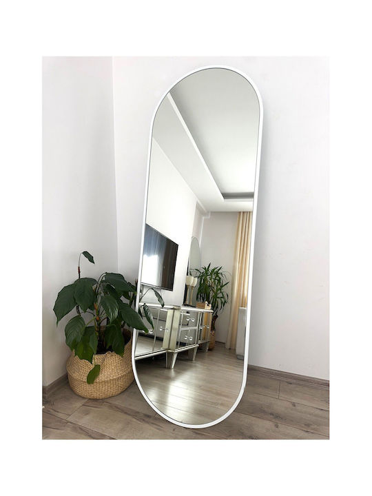 SteweHome Oval Mirror with White Metal Frame 180x60cm