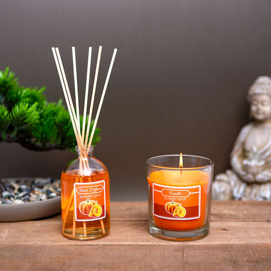 Scented Candle Reed Diffuser Set Pumpkin Scent 120 G + 100 Ml