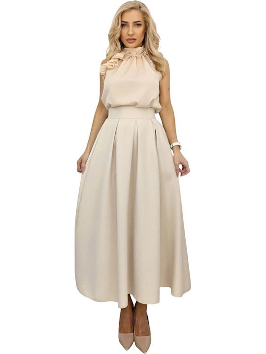 High Waist Maxi Skirt Cream
