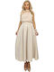 Hoch Taille Maxi Rock Creme