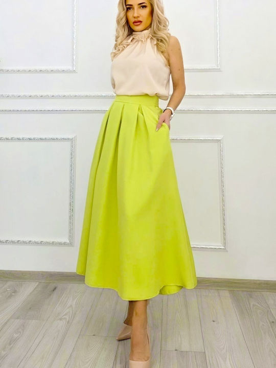 Fustă-Skorts Pentru Femei Talie Înaltă Verde Lime