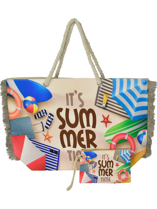 Bruno Stoff Strandtasche mit Kulturtasche Blau