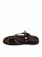 Leder Flache Damen Sandalen Braun