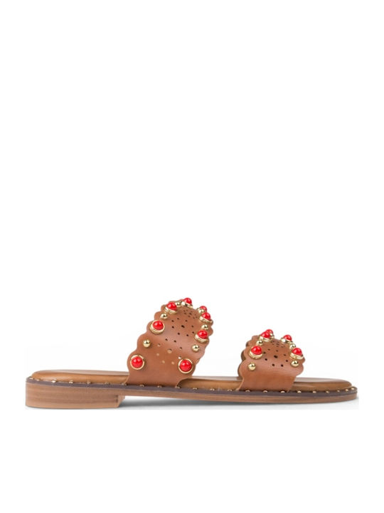 Damen Flache Sandalen Braun