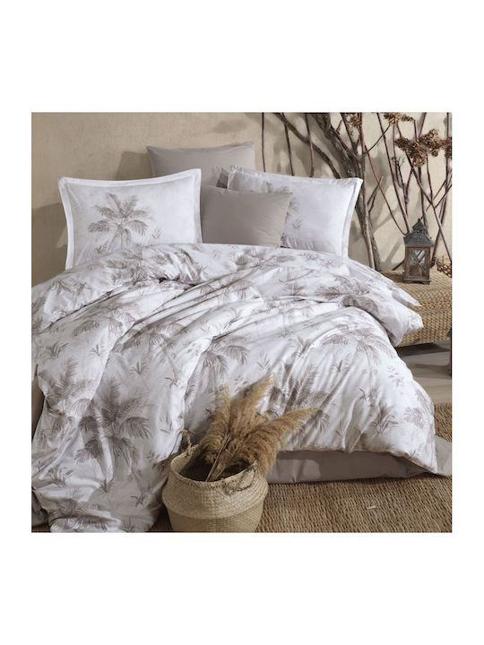 Clasy Home Подредба Пликове За Завивки 100% Памук 200x220см Двойна с 2 Калъфки За Възглавници и 1 Чаршаф Бежов