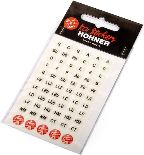 Hohner 3D Glow-in-Dark Harmonica Key Stickers Notes Harmonica