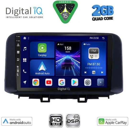 Digital IQ Car Audio System for Hyundai Kona 2017-2023 Bluetooth USB WiFi GPS Apple CarPlay Android Auto with 10" Touch Screen
