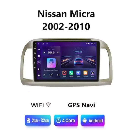 Car Audio System for Nissan Micra 2002-2010 Bluetooth USB WiFi GPS Apple CarPlay Android Auto with 9" Touch Screen