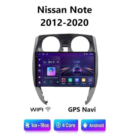 Auto-Audiosystem für Nissan Note 2012-2020 mit Klima (Bluetooth/USB/Eingebautes Wi-Fi / GPS / Apple CarPlay / Android Auto) mit Touchscreen 9 Zoll