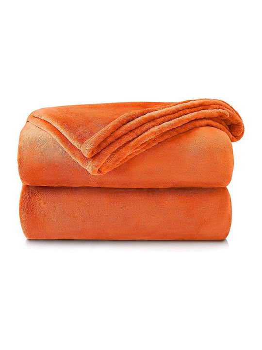 Κουβέρτα Γούνινη Μονή 150x210εκ. Orange