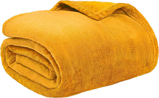 Κουβέρτα Γούνινη Μονή 150x210εκ. Yellow