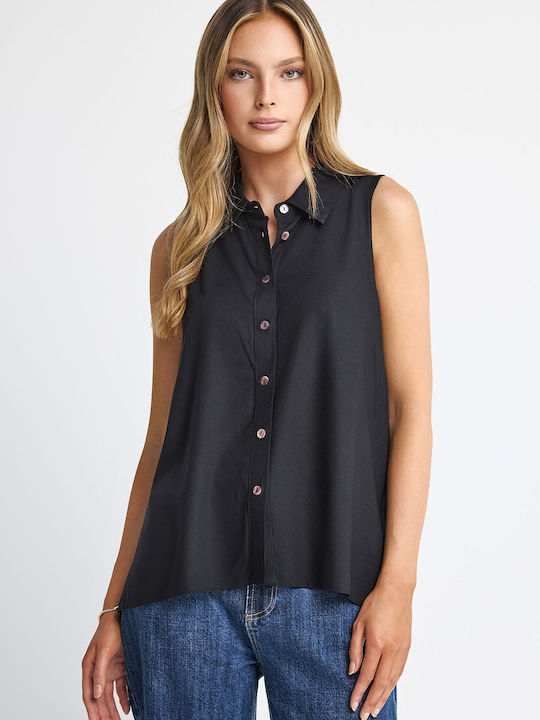Funky Buddha Sleeveless Women's Shirt Black