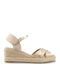 Sommer Damenplattformen in Stil Espadrilles Beige