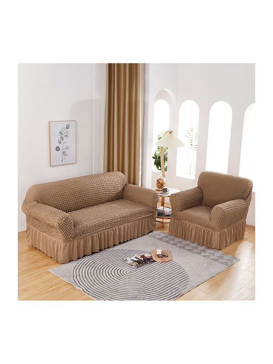 Rebeka Home Σετ Ελαστικά Καλύμματα Σαλονιού Brown
