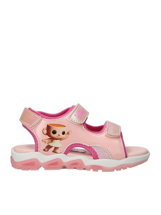 Kids' Sandals Ballerina Capuchina Anatomic with Hoop & Loop Closure and Lights Pink