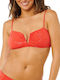 Strapless Bikini Top με Ενίσχυση Floral Κόκκινο