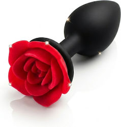 SMD Rose Butt Plug Anal Plug from Silicone with Rose Base S 7cm Black Red Rose SMD Rose Butt Plug Anal Plug from Silicone with Rose Base S 7cm Black Red Rose