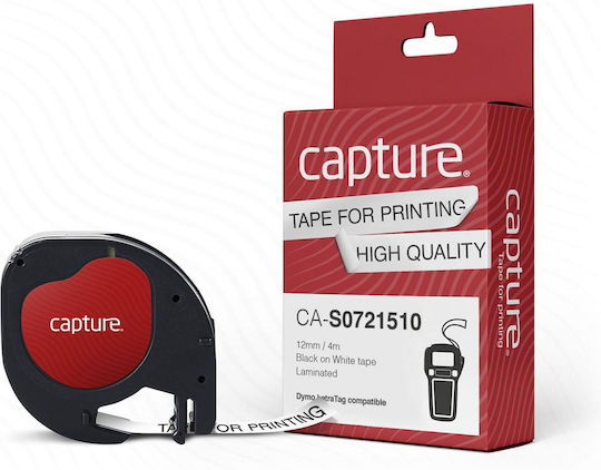Dymo Label Maker Tape 4m x 12mm In Black Colour Compatible With Dymo LetraTag/LT