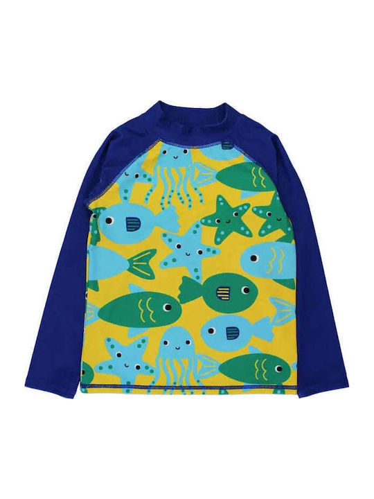 Toby Tiger Kids Swimwear Rashguard With Long Sleeve Blue