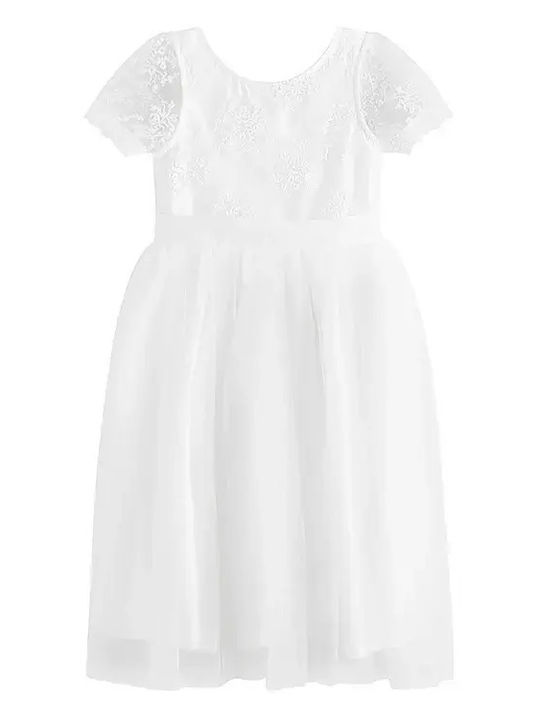 Girls Dress Short Sleeve White