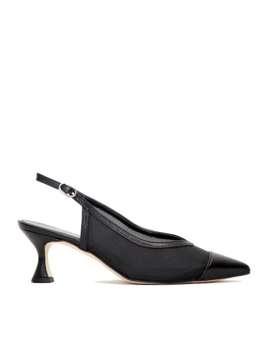 Leather Heels with Medium Heel Black