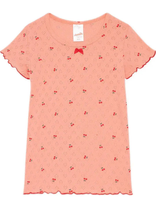 Minerva Cherries Kids Short-sleeved Undershirt Peach-red Cherries