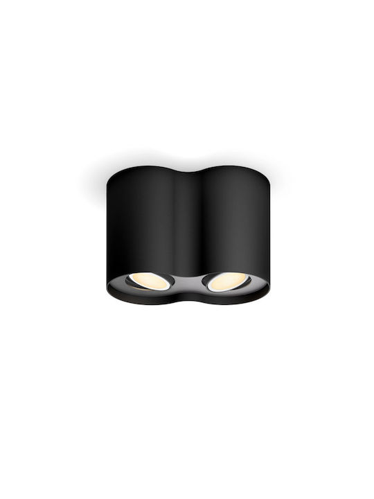 Philips Pillar Διπλό Σποτ σε Μαύρο Χρώμα