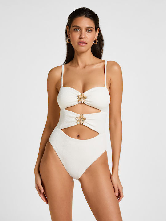Strapless White One Piece Swimsuit