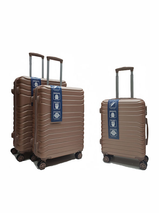 Hard Pink Travel Suitcases with 4 Wheels Set of 3 Pieces