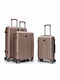 Hard Travel Suitcases Pink/Gold with 4 Wheels Set 3pcs