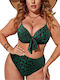 Set Bikini με Ελαφριά Ενίσχυση Ψηλόμεσο Animal Print Πράσινο Leopard
