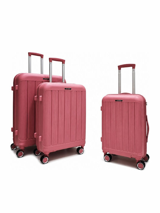 Roza Fashion Hartes Reisegepäck Dunkles Rosa mit 4 Rädern Koffer-Set 3-tlg