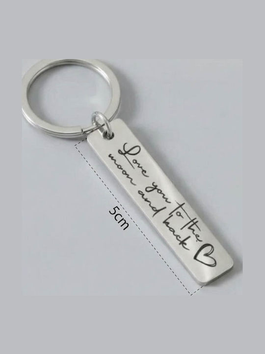 Metallic Keychain "Love You To Moon Back" Silver