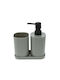 MRShome Bathroom Accessory Set Plastic Gray 3 Pieces