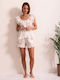 Sofiaman Sofiaman Sommer Damen Schlafanzug Set Weiß