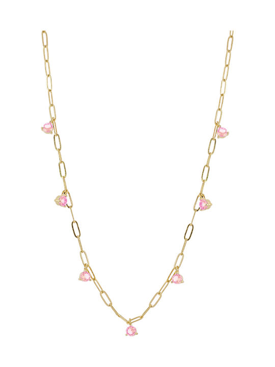 Loisir Necklace Gold Plated Steel Pink