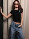 Short Sleeve Black Women's T-Shirt