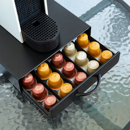 Nespresso Coffee Capsule Holder 50 Capsules Metal Drawer Matte Black Organizer Espresso Machine Nespresso Coffee Capsule Holder 50 Capsules Metal Drawer Matte Black Organizer Espresso Machine