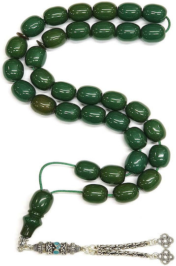 Roloi Komboloi Worry Beads with 33 Beads Made of Mastic Length 39cm Green